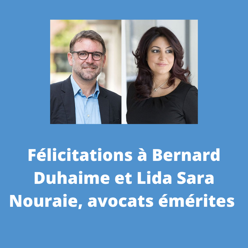Félicitations au professeur Bernard Duhaime et à la chargée de cours Lida Sara Nouraie