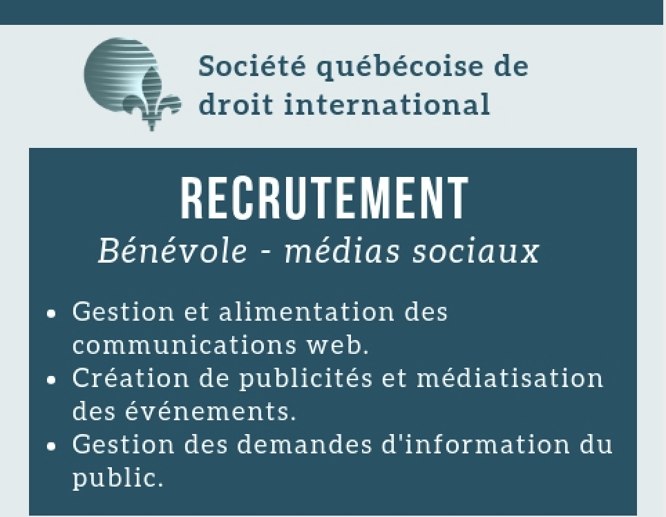 Bénévole à la Société québécoise de droit international