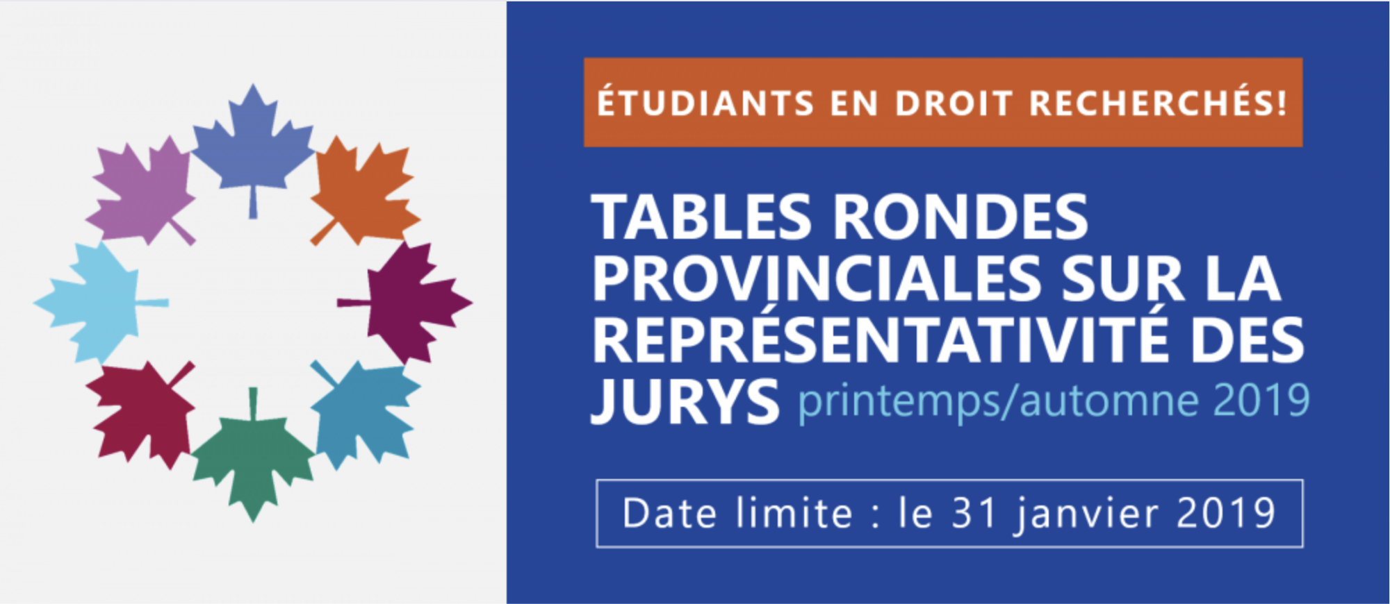 Étudiants en droit recherchés : L’ICAJ invite les étudiants en droit à ses tables rondes provinciales sur la représentativité des jurys