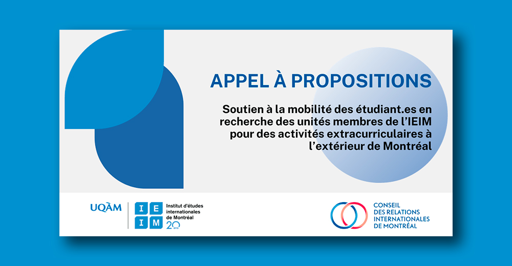 Soutien à la mobilité des étudiant.es en recherche des unités membres de l’IEIM pour des activités extracurriculaires à l’extérieur de Montréal