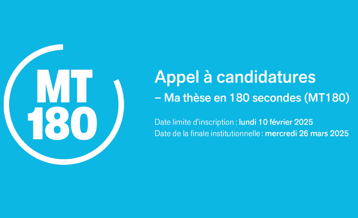Appel de candidatures pour le concours « Ma thèse en 180 secondes »