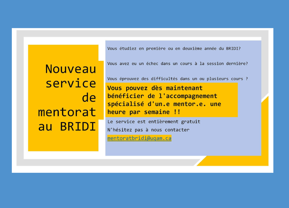 Nouveau service de mentorat au BRIDI