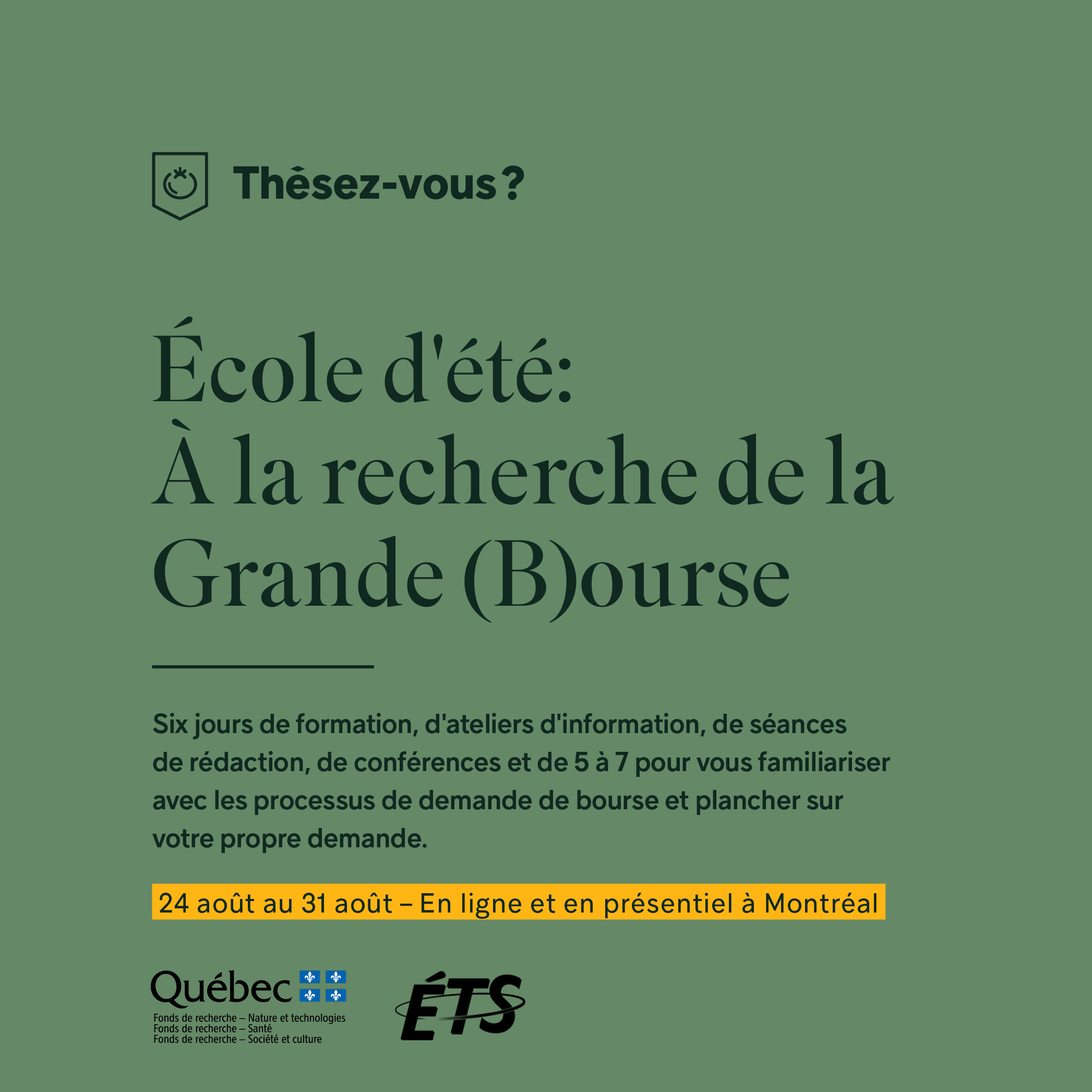 École d’été « À la recherche de la Grande (B)ourse »